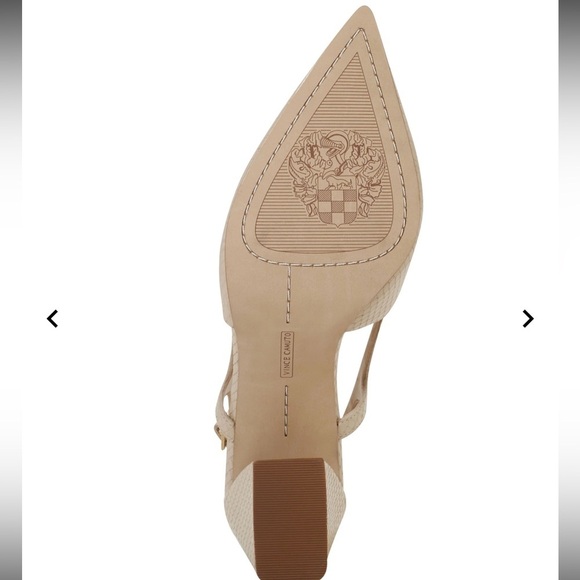 Vince Camuto Tan Slingback Heels with Pointed Toe Sindree Sz 7.5 snake caseina - Picture 11 of 11